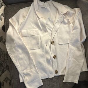LOFT Cream Button-Up Jacket